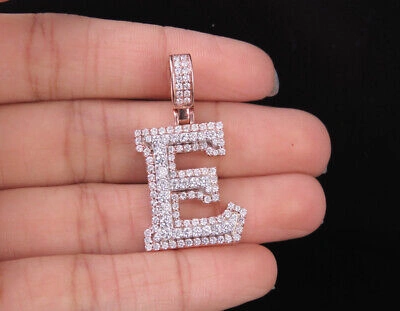 Pre-owned Jewelry Unlimited Custom 3d Letter E Initial Diamond Pendant Charm 10k Two Tone Gold 1 3/4 Ct 1.5" In G-h