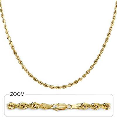 Pre-owned Gd Diamond 4.00mm 30" 41.00gm 14k Solid Gold Yellow Men's Diamond Cut Rope Chain Necklace
