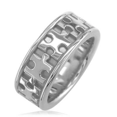 Pre-owned Undisclosed Autism Awareness Jigsaw Puzzle Piece Ring Band In 14k White Gold, Ring Sizes 3.5