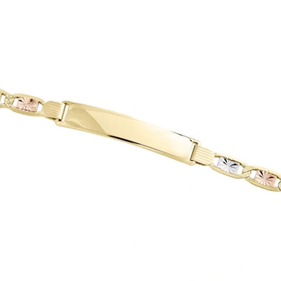 Pre-owned Jfl Diamonds & Timepieces 14k Tri-color Gold Diamond Cut Valentino Link 8mm Id Statement Bracelet 8"