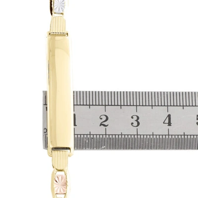 Pre-owned Jfl Diamonds & Timepieces 14k Tri-color Gold Diamond Cut Valentino Link 8mm Id Statement Bracelet 8"