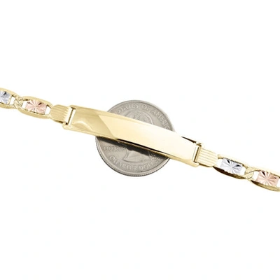 Pre-owned Jfl Diamonds & Timepieces 14k Tri-color Gold Diamond Cut Valentino Link 8mm Id Statement Bracelet 8"
