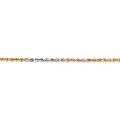 Pre-owned Roy Rose Jewelry 14k Tri-color Gold 2.9mm Diamond-cut Rope Chain Necklace In Multi