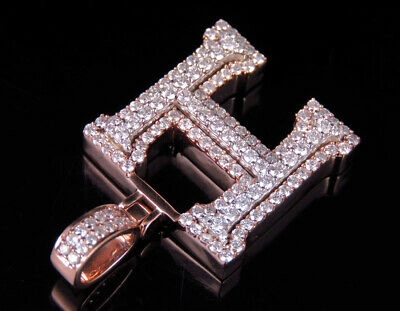 Pre-owned Jewelry Unlimited Custom 3d Letter H Initial Diamond Pendant Charm 10k Two Tone Gold 1.6 Ct 1.5" In G-h