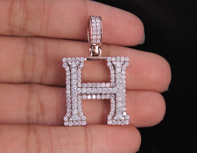 Pre-owned Jewelry Unlimited Custom 3d Letter H Initial Diamond Pendant Charm 10k Two Tone Gold 1.6 Ct 1.5" In G-h