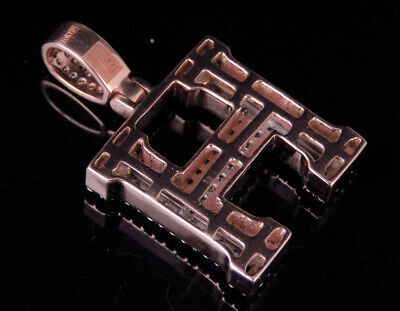 Pre-owned Jewelry Unlimited Custom 3d Letter H Initial Diamond Pendant Charm 10k Two Tone Gold 1.6 Ct 1.5" In G-h