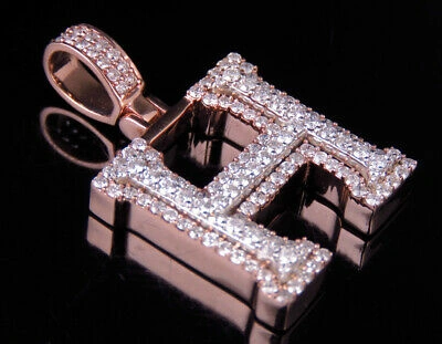 Pre-owned Jewelry Unlimited Custom 3d Letter H Initial Diamond Pendant Charm 10k Two Tone Gold 1.6 Ct 1.5" In G-h