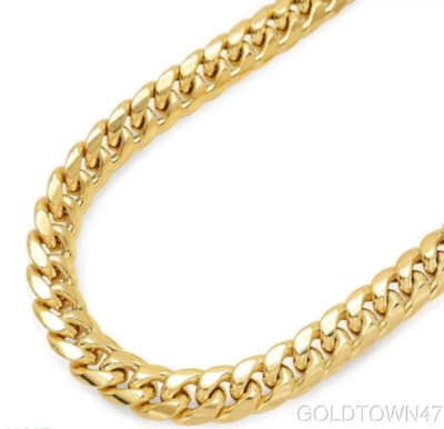 Pre-owned Handmade Men's Necklace In 14k Gold Yellow 7.2mm Hollow Miami Cuban Box Clasp 24", 26"