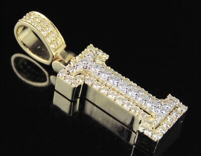 Pre-owned Jewelry Unlimited I Initial Custom Letter Diamond Pendant Charm In 10k Two Tone Gold 1.2 Ct 1.5" In G-h