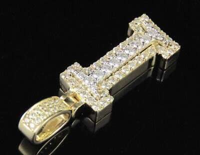 Pre-owned Jewelry Unlimited I Initial Custom Letter Diamond Pendant Charm In 10k Two Tone Gold 1.2 Ct 1.5" In G-h
