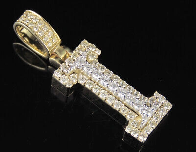 Pre-owned Jewelry Unlimited I Initial Custom Letter Diamond Pendant Charm In 10k Two Tone Gold 1.2 Ct 1.5" In G-h