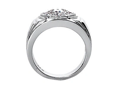 Pre-owned Jewelwesell Genuine 1.1ct Round Cut Mens Wedding Band Ring Solid 18k White Gold I Si2 Prong