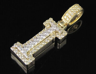 Pre-owned Jewelry Unlimited I Initial Custom Letter Diamond Pendant Charm In 10k Two Tone Gold 1.2 Ct 1.5" In G-h