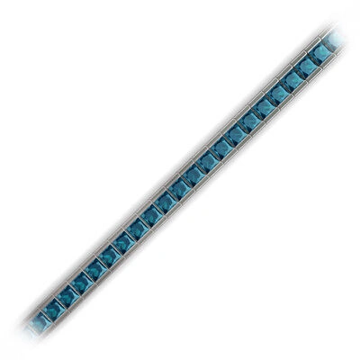 Pre-owned Trijewels Princess Cut Blue Diamond Womens Tennis Bracelet 3.55ctw 14k White Gold Jp:46619