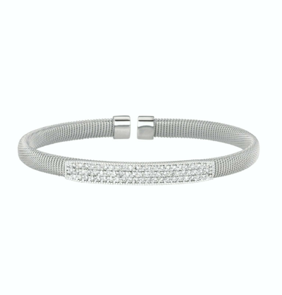 Pre-owned Morris 1.00 Carat Natural Diamond Fancy Bangle Bracelet G-h Si 14k White Gold 7''
