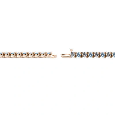 Pre-owned Trijewels Aquamarine And Diamond Eternity Tennis Bracelet 1.56 Ctw 14k Rose Gold Jp:123928 In H-i