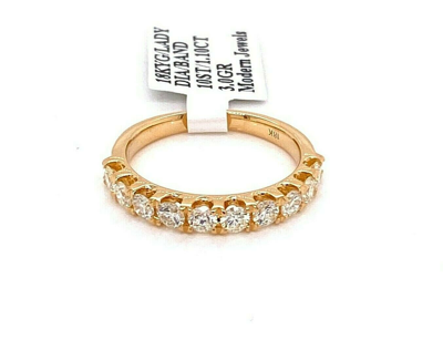 Pre-owned Handmade 18k Yellow Gold 1.10 Ct Diamond Shared Prong Wedding Band, 3gm Size 6.25 S14420 In G-h