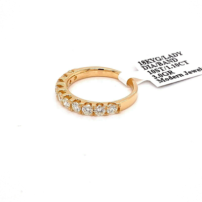 Pre-owned Handmade 18k Yellow Gold 1.10 Ct Diamond Shared Prong Wedding Band, 3gm Size 6.25 S14420 In G-h