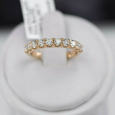 Pre-owned Handmade 18k Yellow Gold 1.10 Ct Diamond Shared Prong Wedding Band, 3gm Size 6.25 S14420 In G-h