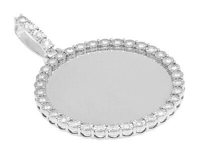 Pre-owned Jewelry Unlimited 10k White Gold Memory Frame Medallion Illusion Set Photo Pendant 1.75 Ct 2.5"