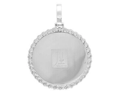 Pre-owned Jewelry Unlimited 10k White Gold Memory Frame Medallion Illusion Set Photo Pendant 1.75 Ct 2.5"