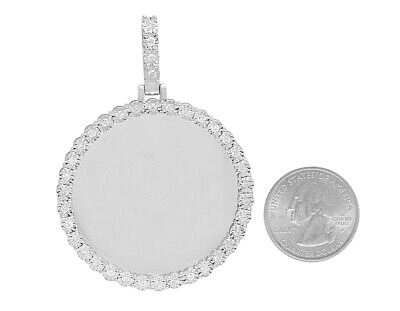 Pre-owned Jewelry Unlimited 10k White Gold Memory Frame Medallion Illusion Set Photo Pendant 1.75 Ct 2.5"
