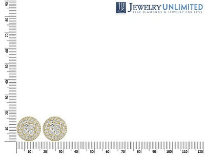 Pre-owned Jewelry Unlimited Yellow Gold Round Flower Cluster Real Diamond Stud Earrings 16mm 4 Ct