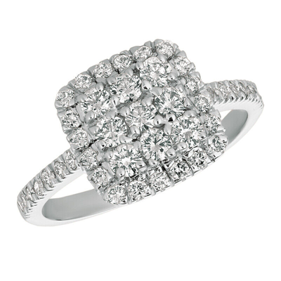 Pre-owned Morris 1.00 Carat Natural Diamond Cluster Square Engagement Ring Si 14k White Gold