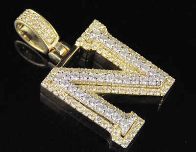 Pre-owned Jewelry Unlimited N Initial Custom Letter Diamond Pendant Charm 10k Two Tone Gold 1 4/5 Ct 1.5" In G-h
