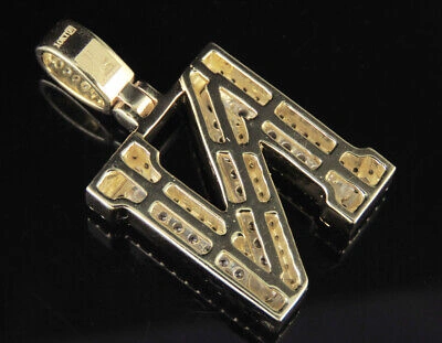 Pre-owned Jewelry Unlimited N Initial Custom Letter Diamond Pendant Charm 10k Two Tone Gold 1 4/5 Ct 1.5" In G-h