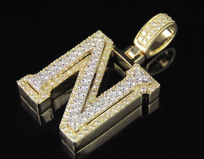 Pre-owned Jewelry Unlimited N Initial Custom Letter Diamond Pendant Charm 10k Two Tone Gold 1 4/5 Ct 1.5" In G-h