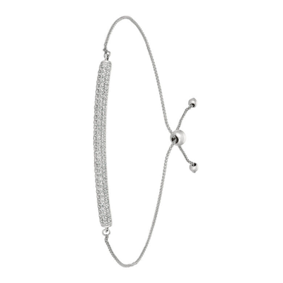 Pre-owned Morris 1.00 Carat Natural Diamond Bolo Bar Bracelet Si 14k White Gold 7'' Adjustable