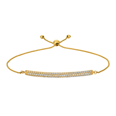 Pre-owned Morris 1.00 Carat Natural Diamond Bolo Bar Bracelet Si 14k White Gold 7'' Adjustable