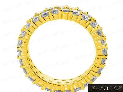 Pre-owned Jewelwesell 5.70ct Round Diamond 2row Staggered Eternity Wedding Band Ring 14k I Si2 Prong