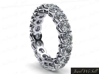 Pre-owned Jewelwesell 4.00ct Round Diamond Shared Prong Gallery Eternity Wedding Band Ring 14k F Vs2