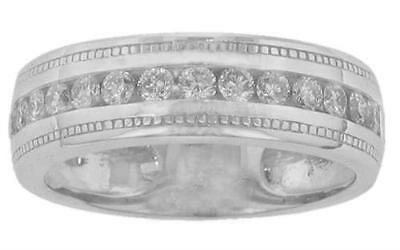 Pre-owned La 1.25 Ct Tw Men's Round Cut Diamond Wedding Band Ring In Channel Setting In White