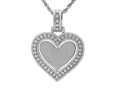 Pre-owned Jewelry Unlimited Heart-shaped Swivel Memory Frame Pendant 1.85ct Real Diamond 10k White Gold 2" In G-h