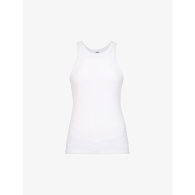 Shop Totême Toteme Womens White Ribbed Scoop-neck Organic Cotton-blend Tank Top