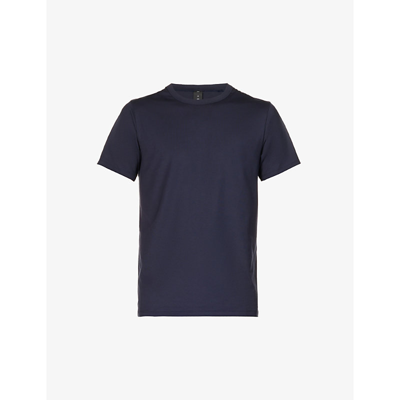 Shop Lululemon The Fundamental Short-sleeved Stretch-woven T-shirt In Nautical Navy