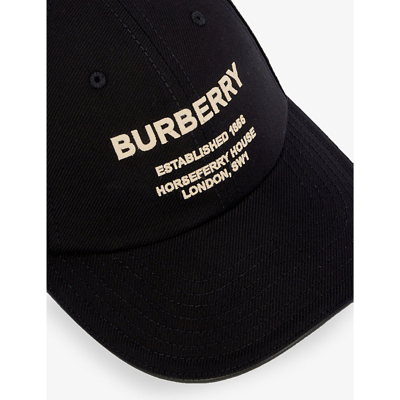 Shop Burberry Men's Black / Beige Logo-embroidered Cotton Baseball Cap