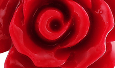 Bling Jewelry 3d Rose Stud Earrings In Red