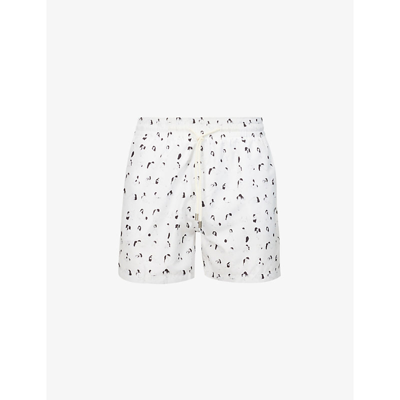 Shop Arrels Barcelona Regards Coupables Graphic-print Relaxed-fit Swim Shorts In Black/white