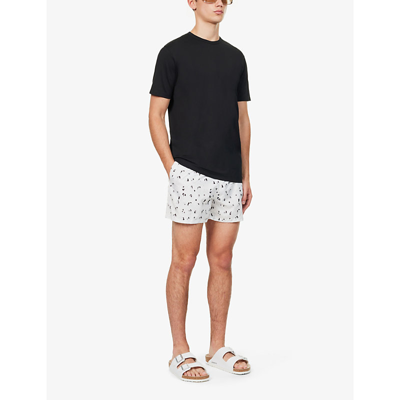 Shop Arrels Barcelona Regards Coupables Graphic-print Relaxed-fit Swim Shorts In Black/white