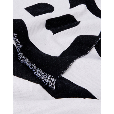 Burberry Logo Jacquard Wool Football Scarf In Black