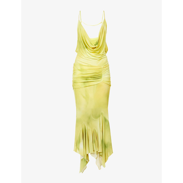The Attico tie-dye ruched dress - Yellow