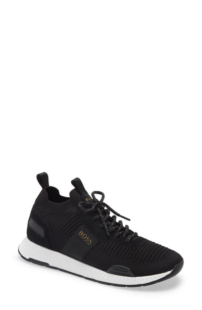 Shop Hugo Boss Titanium Sneaker In Black Fabric