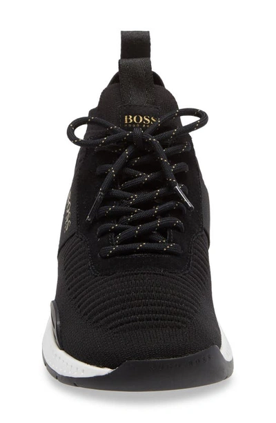 Shop Hugo Boss Titanium Sneaker In Black Fabric