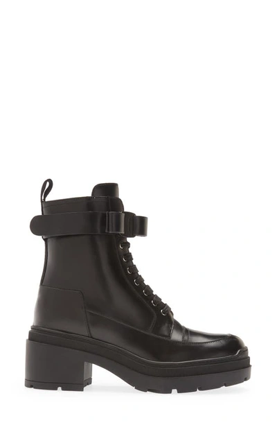 Shop Ferragamo Lober Cap Toe Combat Boot In Nero