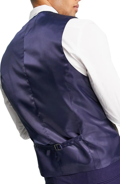Shop Asos Design Slim Fit Houndstooth Check Vest In Brown