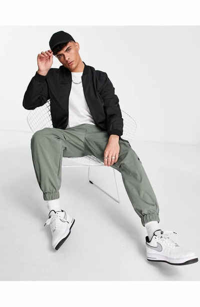 Asos Design Lightweight Oversized Bomber Jacket In Black In Black